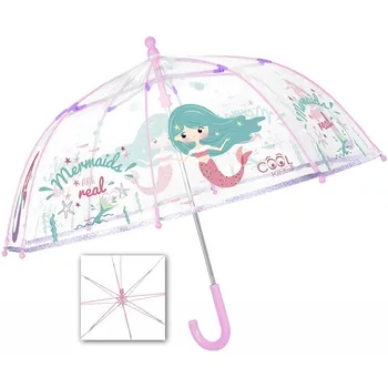 Vaikų skėtis skaidrus undinė atspindintis apvadu
