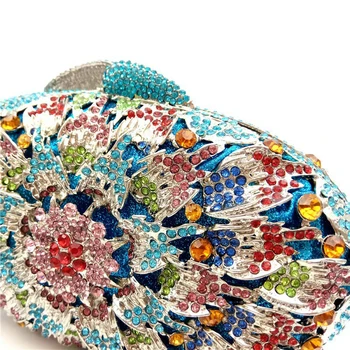 Ponios rankinėje Jaunavedžių vestuves rankinėje moteris vakare šalies maišelį deimantų prabanga spalvinga gėlių sankabos elegantiškas kristalų piniginės