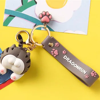 Kūrybos Cute Kačių Užpakalis Key Chain Moteris Maišo Pakabukas Animacinių Filmų Lėlės Pakabukas Plastikinis Raktų Grandinės