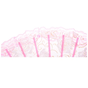 AYHF-Ultra Rožinės spalvos Plastiko Briaunomis Rose Spausdinti Šokių Kartus Ranka Ventiliatorius