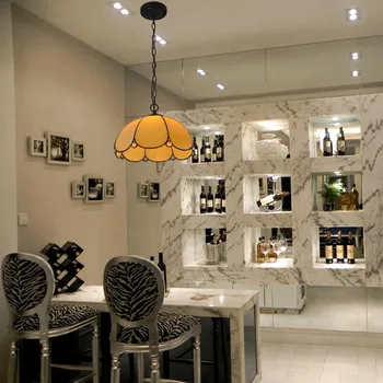 12-colių Europos stiliaus karšto valcavimo stiklo Tiffany šviestuvai šachmatų kambarys, restoranas, valgomasis stalas retro paprasta, viena-galvą apšvietimas