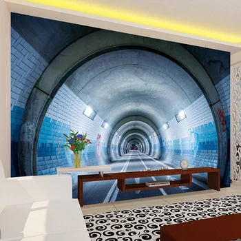 Užsakymą Bet kokio Dydžio Šiuolaikinio Abstraktaus Meno 3D Požeminių Tunelių Sienų Tapybos Gyvenimo Kambario, Miegamasis, Sofa-lova, TV Foną, Sienų Tapetai