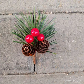 20PCS Dirbtinių Gėlių Raudona Kalėdų Uogų ir Pušies Kankorėžis su Holly Filialai Kalėdinė Dekoracija Namuose Gėlių Dekoras