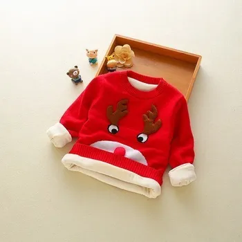 Vaiko Drabužių Rudens-Žiemos vienos Lyties Kūdikis Kalėdų Džemperis Elnias 3D Spausdinimo Plius Aksomo Vaikiška Mergaitė Berniukas Megztinis Šiltas Megztiniai Vaikams