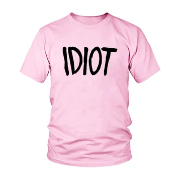 IDIOTAS Raidžių Spausdinti Moterų Marškinėlius Medvilnės Atsitiktinis Juokinga Moteriška O Neck T Shirt Girl Trumpas Rankovės Viršuje Tee Hipster Harajuku Tumblr
