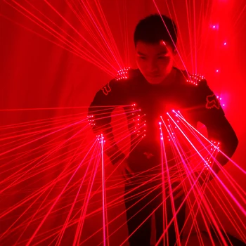 Raudona Lazerio Liemenė LED Drabužius, Lazerio Kostiumai, 650nm Lazerio Vyras Kostiumai naktinis klubas Atlikėjai