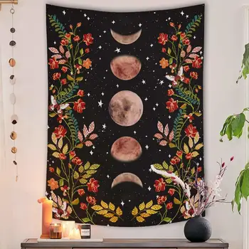 Karšto Pardavimo Mėnulio Fazės Gėlių Siuvinėjimas Namų Puošybai Miegamasis Dekoratyvinis Fonas Medžiaga