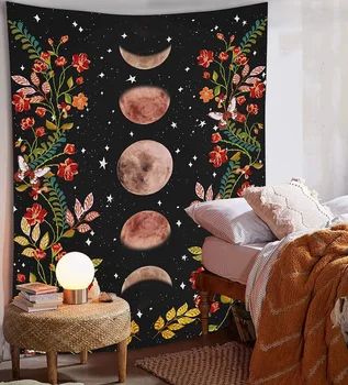 Karšto Pardavimo Mėnulio Fazės Gėlių Siuvinėjimas Namų Puošybai Miegamasis Dekoratyvinis Fonas Medžiaga