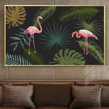 Custom Rankomis Dažyti Atogrąžų Lapai Flamingo 3D Didelės Freskos Tapetai Kambarį Miegamasis Fone Namų Dekoro, Sienų Tapyba