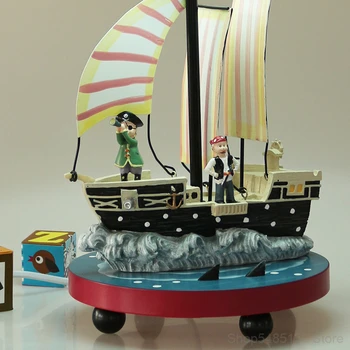 Britų Stiliaus Animaciją Piratų Laivas Dervos Stalo Lempa Miegamojo, Naktiniai staleliai, Lempa Viduržemio jūros regiono Vaikų Kambarys Tyrimas Namų Deco Stalo Lempa