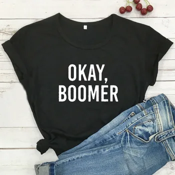 Gerai Boomer Juokinga T Shirts Moteris trumpomis Rankovėmis Medvilnės Marškinėlius Moterims, O-kaklo Laisvi Marškinėliai Femme Balta Atsitiktinis Polera Mujer Viršų