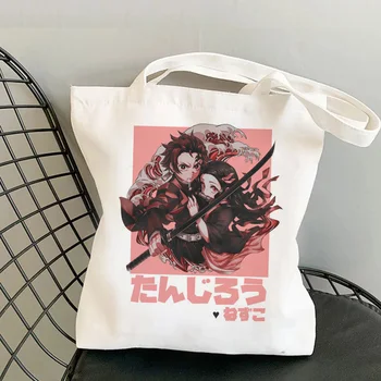 Demon Slayer Kimetsu Nr. Yaiba pirkinių krepšys pirkinių ekologinio bolso bakalėjos medvilnės maišelį ecobag nešti užsakymą