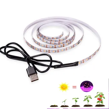 LED Full spectrum Fito Lempa USB 5V Augti Šviesos Ruože 0,5 m 1m 2m 3m 2835 SMD Augalai, Gėlės LED Šiltnamio efektą sukeliančių Phytolamp Augalai