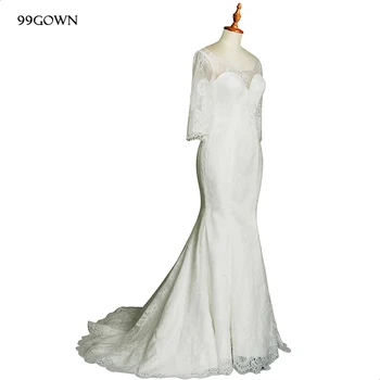 99GOWN Paprasta Vestuvinė Suknelė 2021 Nėrinių Trys Ketvirtį Rankovės Ilgos Vestuvių Suknelė Koplyčia Traukinys Nuotakos Suknelės