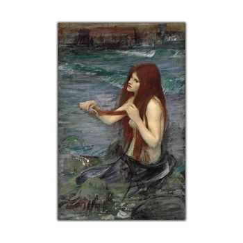 Citon William Waterhouse《Undinė,1900》Drobė, Aliejus, tapyba Meno kūrinius Plakato Nuotrauką Šiuolaikinės Sienų Dekoras Namų kambarį Apdaila