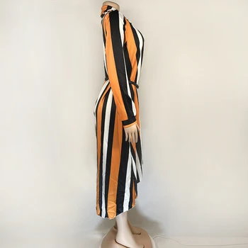 2020 M. Pavasarį Geltonas Dryžuotas Marškinėliai Suknelė Moterims Asimetrinė Dizaineris Afrikos Mados Ilgai Hem Nėrinių Office 