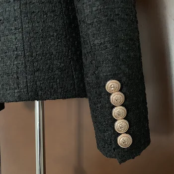 Klasikinis Rudenį Švarkas Švarkas Moterims Streetwear Tvido Ilgomis Rankovėmis Žiemą Švarkas Kailis Moterų Atsitiktinis Paltai