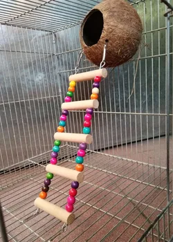 1PCS Natūralios Medinės Papūga Žaislai Papūga lizdą paukštis prekių birdhouse kokoso lukšto kopėčios lipant kopėčiomis paukščių žaislas