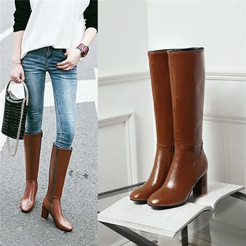 Lloprost ke Didelio dydžio 34-45 mados rudens-žiemos batai moterims aikštėje kojų zip aukštakulnius batus kelio auliniai batai moterims 2019 naujas