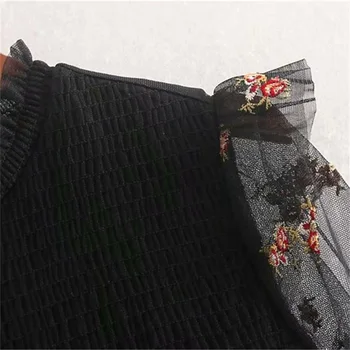 2020 m. pavasarį moterų naujasis prancūzijos nišą tiulio siuvinėjimo sunkiosios pramonės siuvinėjimo tinklelio, susiuvimo susiėmę ilgomis rankovėmis suknelė