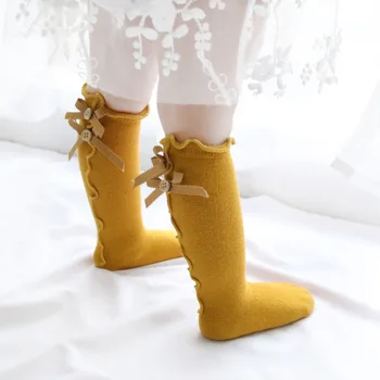 Vaikai Vaikai Mergaičių Kojinės Medvilnės Princesė Lankas Ilgas kojines Bamblys baby girl kelio kojinių kieti saldainiai spalvos kojų šilčiau įkrovos kojinės