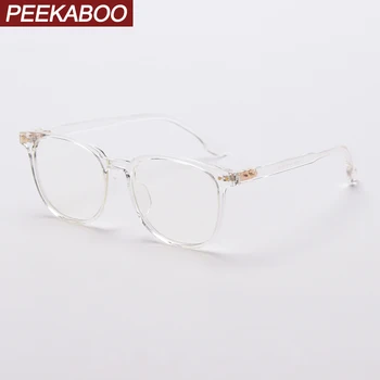Peekaboo kniedės retro stabdžių mėlyna šviesa akinių recepto tr90 rėmelis vyrų kvadratinių akinius moterims, skaidraus lęšio skaidrus