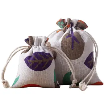 9x13cm 100vnt medvilnės saugojimo krepšys audinys meno lino medvilnės spausdinimo puokštė maišelį medvilnės, kanapių raišteliu maišo traukti tipo audinio maišelis