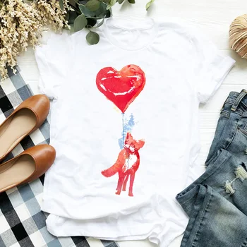 Moterų Lady Marškinėliai Meilė Širdies Valentino Išspausdintas Ponios Marškinėlius trumpomis Rankovėmis Tee Marškinėliai Moterims, Moterų Topai Rūbų, Grafinis T-shirt