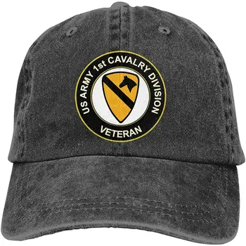 Jav Kariuomenės Veteranas 1-oji Kavalerijos Divizijos Unisex Minkštas Casquette Bžūp Derliaus Reguliuojamas Beisbolo Kepurės