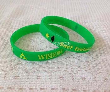 Karšto užsakymą kalkių žalia kieto silikono apyrankė,geltona logotipo Naršyti Airija spausdinti skatinimo dovaną apyrankės