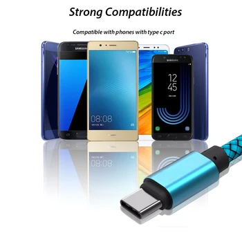 USB Tipo C Įkroviklio Kabelis Samsung Galaxy A3/A5/A7 2017 8 Pastaba S8/S9 Trumpas 1/2/3 Metrų Ilgio USB-C Mobiliojo Telefono Įkrovimo Kabelis