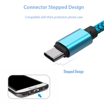 USB Tipo C Įkroviklio Kabelis Samsung Galaxy A3/A5/A7 2017 8 Pastaba S8/S9 Trumpas 1/2/3 Metrų Ilgio USB-C Mobiliojo Telefono Įkrovimo Kabelis