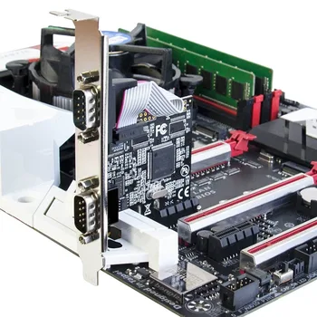 PCI-E PCI Express Dual Serial DB9 RS232 2 Prievadai Valdytojas Adapteris 16C550 UART Su 2 Žemo Profilio Laikiklis