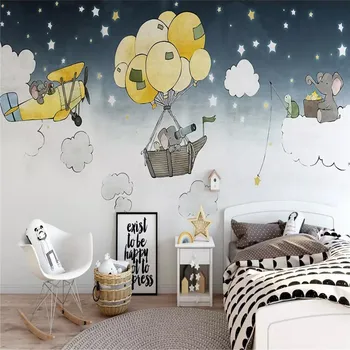 Kūrybinės pusės-dažytos dangus vaiko kambario sienos fone profesinės gamybos freskos didmeninė tapetai plakatas nuotraukų siena