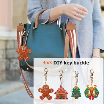 5vnt PASIDARYK pats Visiškai Gręžimo Specialios Formos Deimantų Tapybos Keychain Kalėdų Dovanos Moterims paketų prižiūrėtojų raktinę Diamond Siuvinėjimo Key Chain