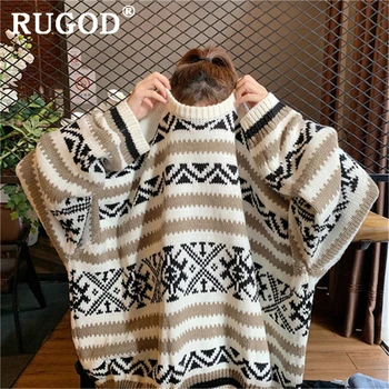 RUGOD korėjos megzti Kalėdų džemperis moterims Derliaus ilgomis rankovėmis negabaritinių puloveriai megztiniai 2019 Auturm žiemos paltai sustorėti