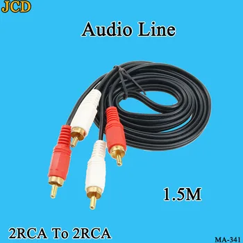 JCD 1pcs/daug 2RCA į 2RCA Lizdas, Stereo AUX RCA Audio Kabelis Nešiojamas DVD TV Garsiakalbis 1,5 M