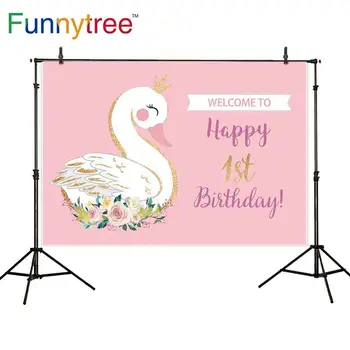 Funnytree gimtadienio fone photophone rožinė golden swan Užsakymą mergina fotografijos photocall tapetai fotografijos fone