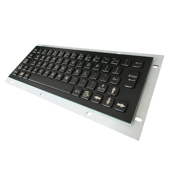 Mini 65 pagrindinių Pramonės Kompiuterio Vandeniui Nerūdijančio Plieno Metalo klaviatūra, Juoda