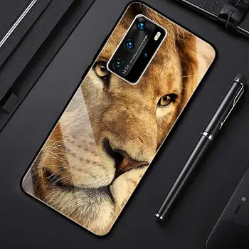 Eglė Liūtas, Pelėda Gyvūnų Atvejų, Huawei P40 30 P20 Pro P10 Lite P Smart S Z 2019 Silikono Grūdintas Stiklas Telefono Coque