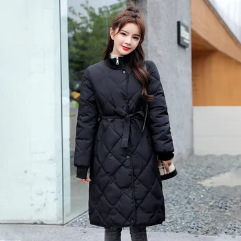Fanco Ilgai Kamšalu Medvilnės Žemyn Striukė Moterims, Žiemos 2020 Naujų Korėjos Stiliaus Stand-Up Apykaklės Outwear Plius Dydis Ponios Mados Parko
