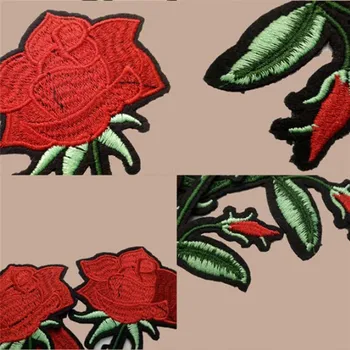 Siuvinėjimo Lopai Drabužių Rožių Gėlių Modelio Geležies Pleistrai Punk Motyvas Aplikacijos 