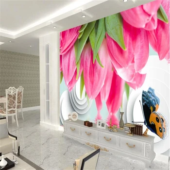 Beibehang Pritaikyti bet kokio dydžio freska wallpaper HD didelis custom tulpių 3D kambarį, miegamąjį, TV foną, sienos foto tapetai