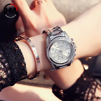 Top Brand Ponios Laikrodžiai, Prabangūs Rose Gold Vandeniui Moterų Žiūrėti Mados Deimantų Kalendorius Sidabro Plieno Laikrodis montre femme reloj