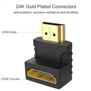 HDMI Adapteris 90 Laipsnių stačiu Kampu vyrų ir moterų Kabelis Konverteris, 3D HDMI Extender HDTV Nešiojamas Projektorius PS4 HDMI Jungtis