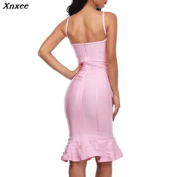Xnxee Elegantiškas Moteris Tvarstis Šalis Suknelė Seksualus Gilus V Spageti Dirželis Backless Midi Undinė Lady Suknelė Femme Vestidos 2020 Naujas