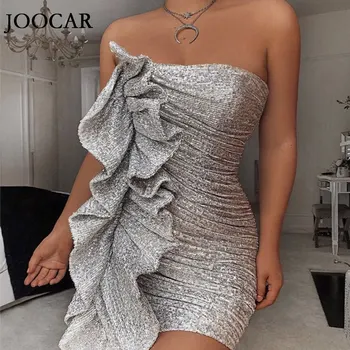 Nemokamas pristatymas 2020 joocar Sexy liemenėlė be rankovių šalis suknelė china bodycon raukšlės suknelė JC1042