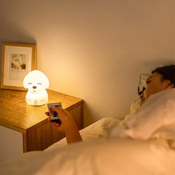 Šuo LED Naktį lengvo Prisilietimo Jutiklis Rmote Kontrolė 16 Spalvų, šviesos srautą galima reguliuoti USB Įkrovimo Silikoninis Mažylis Lempa Vaikams, Vaikams Baby