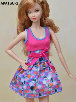 Rožinė Mėlyna Bowknot Mados Lėlės Drabužiai Mini Suknelė Barbie Lėlės Vienas Gabalas Vest Vestidos Šalis Suknelės 1/6 BJD Doll Suknelė
