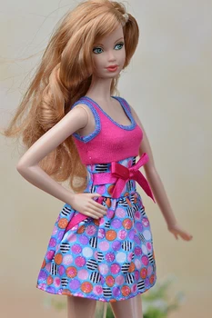 Rožinė Mėlyna Bowknot Mados Lėlės Drabužiai Mini Suknelė Barbie Lėlės Vienas Gabalas Vest Vestidos Šalis Suknelės 1/6 BJD Doll Suknelė